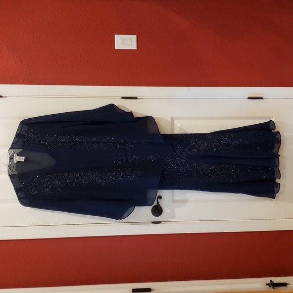 CATHERINES Navy Blue Masquerade Beaded Dress Set sz 18W Women's Plus Evening - Picture 4 of 12